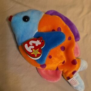 Ty Plush Fish with Orange, Blue, and Purple